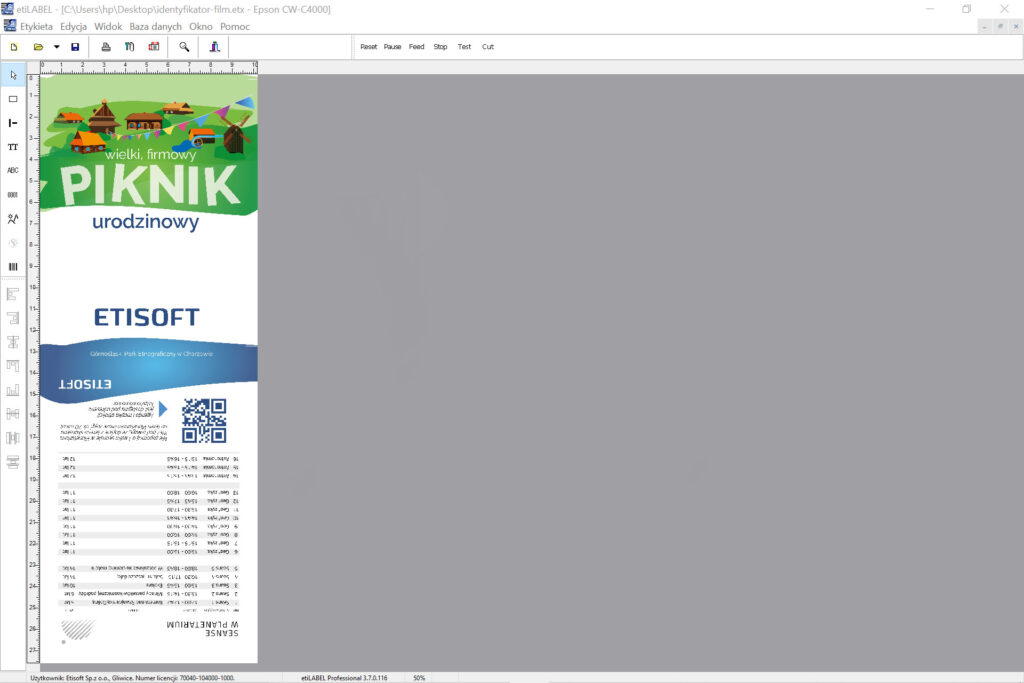 projekt identyfikatora w programie ETILABEL