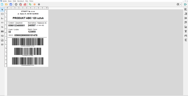 etykieta logistyczna zaprojektowana w programie ETILABEL