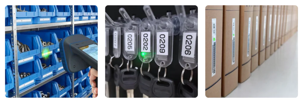 RFID labels med lys. RFID labelse med LED. Etiketter med LED lys. Lys i etiketter 